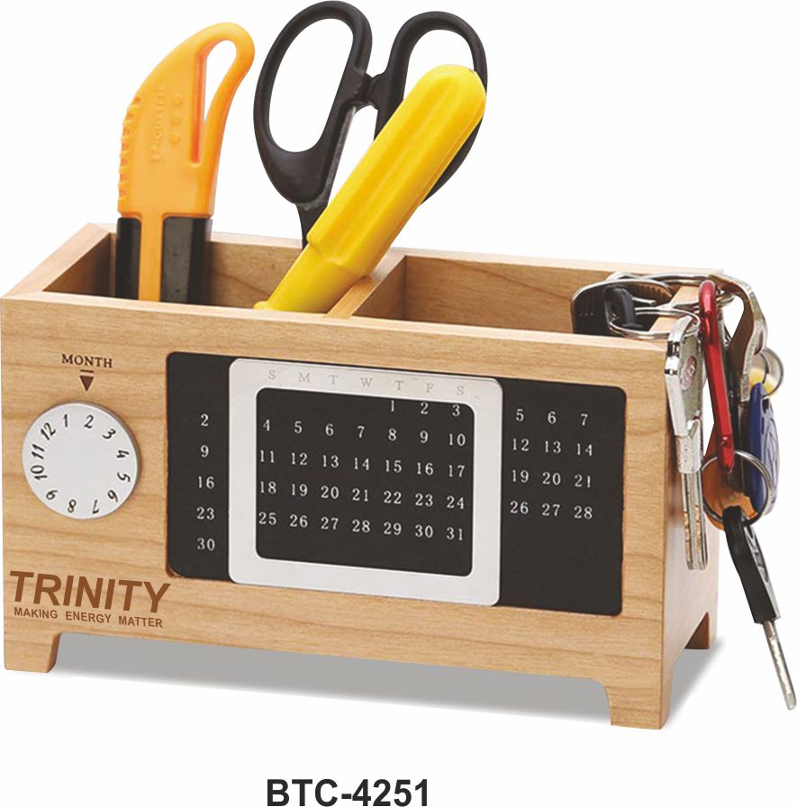 Wooden Desk Organizer With Perpetual Calendar