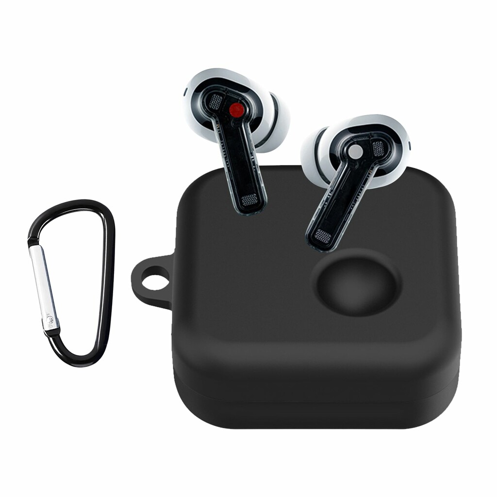 Nothing Ear 2 iCare Soft Silicone Earphones Protective Case for Nothing Ear  2 Anti-Lost Blue Tooth Wireless Earphone Anti-Drop Cover Box with Hook.  (Black)