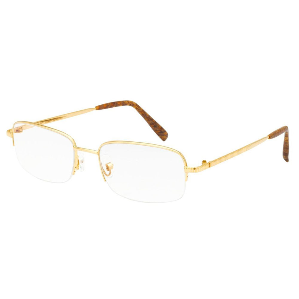 Elegant Half Rim Supra 18 Carat Pure Gold Eyeglasses Frame - Pure Gold ...
