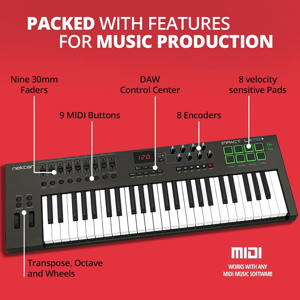 Nektar Impact LX49+ 49-key Midi Keyboard (Open Box)
