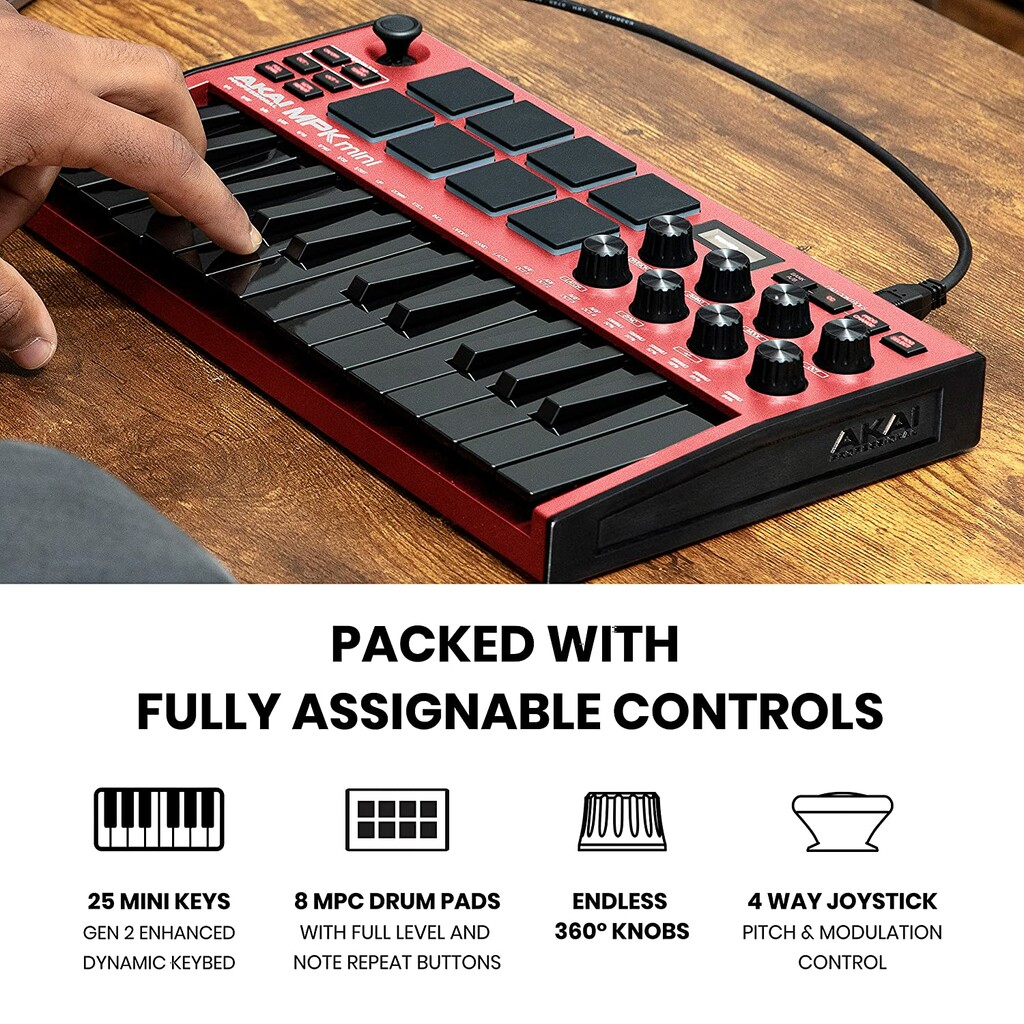 Buy Akai MPK Mini MK3 25-Key Keyboard Controller (Red)