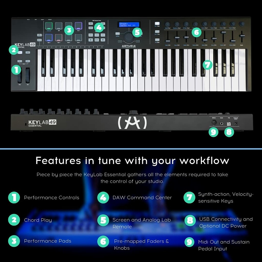 DTM・DAW KEYLAB ESSENTIAL49 ARTURIA CONTROL Amazon.com: Arturia KeyLab Essential mk3 — 49 Key USB MIDI