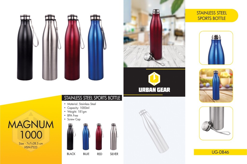 Brushed Steel 1000 ml, Urban Bottle