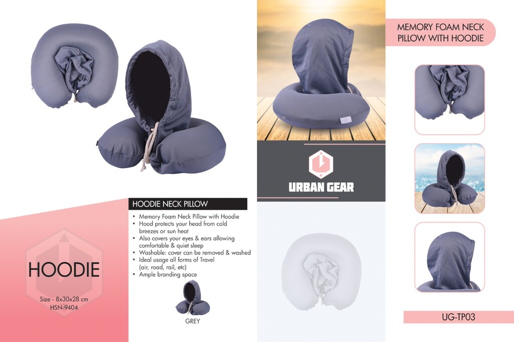 Memory Foam Neck Pillow With Hoodie